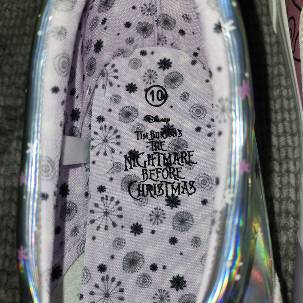 Nightmare before Christmas Womens Slides, Iridescent,  Sz 10, Jack And Sally, - Picture 6 of 6